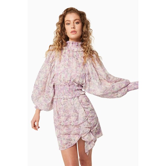 NWT Elliat Resorts dress lilac lavender purple mini dress floral pattern size XS - Picture 9 of 10